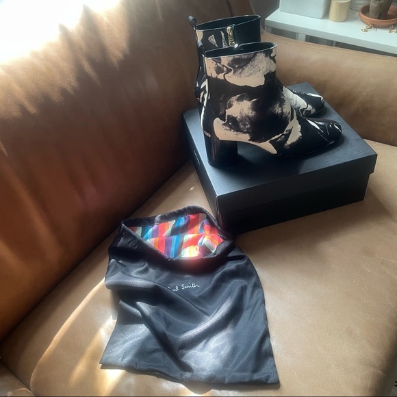 NWB Paul Smith Moss Black Rose print floral ankle boots brand new spring summer - Picture 7 of 14